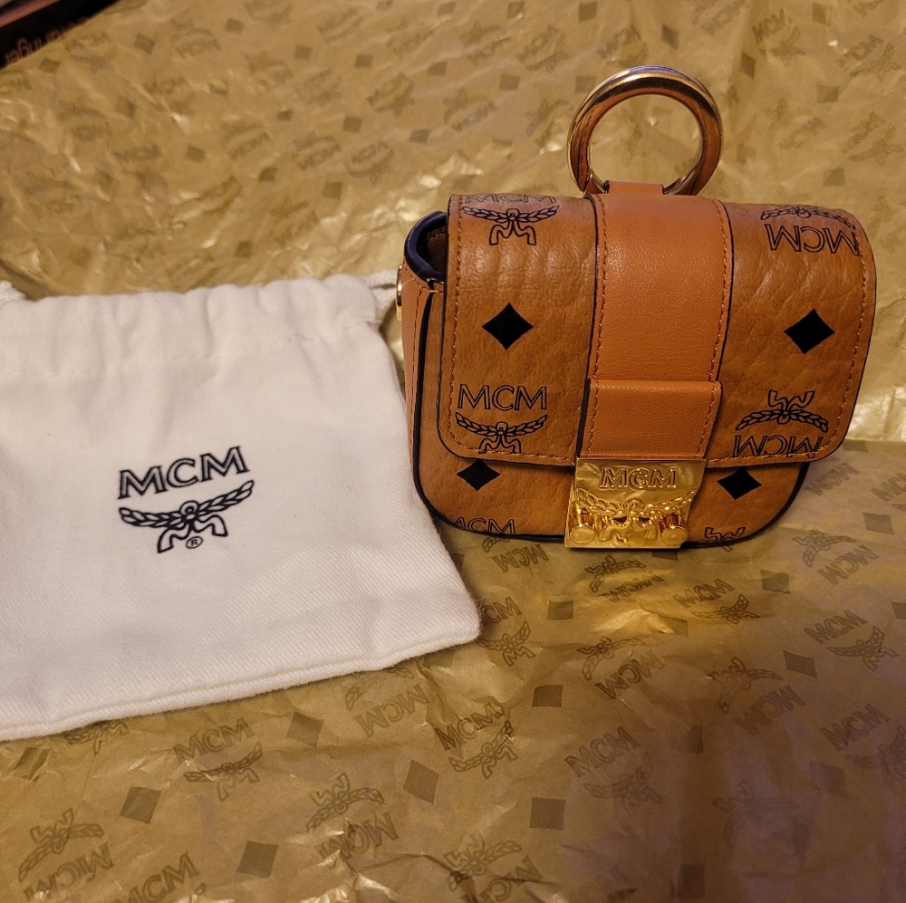 MCM Cognac Visetos Airpod Case Pouch